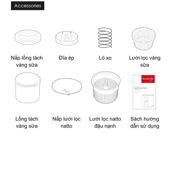Máy làm sữa chua kuvings KGY-881 phụ kiện kèm theo